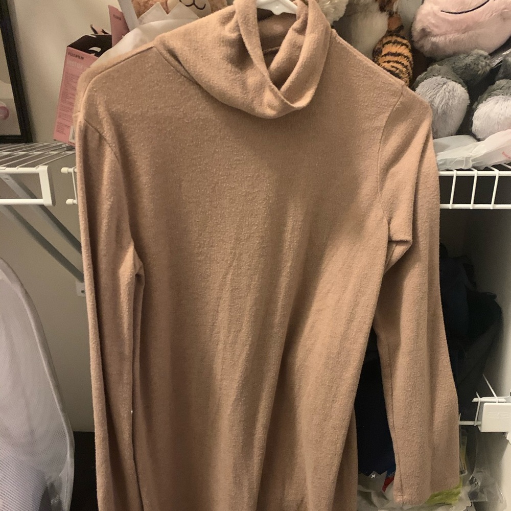 Zara tan/nude turtleneck longsleeve dress